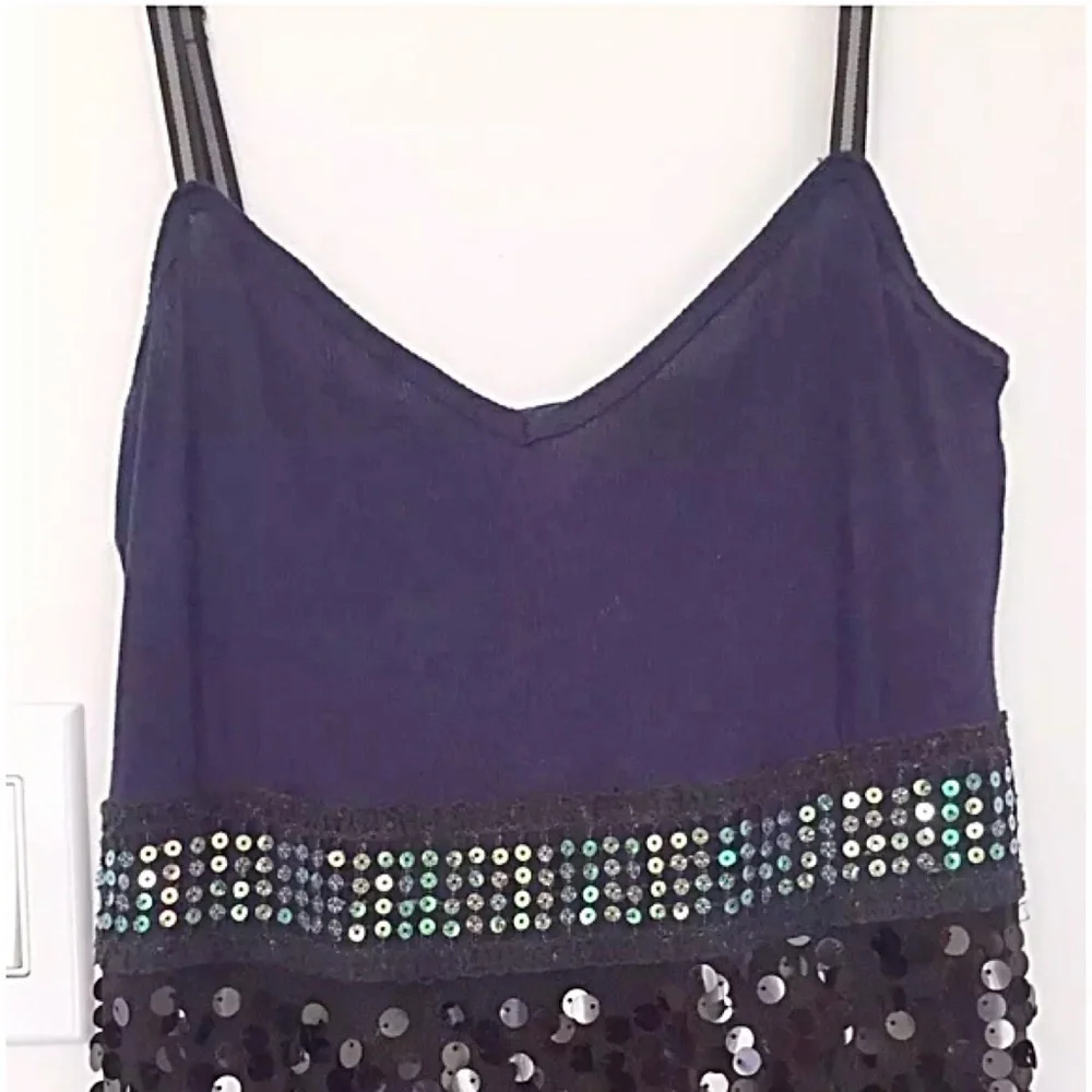 FREE PEOPLE Embellished Sequin Slip Dress – Midnight Blue – Size 6